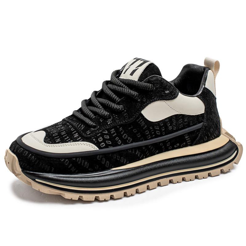 

Мужские ретро кроссовки-папы с цветными блоками - Толстая подошва, увеличивающие рост, низкие, обувь для студентов на весну/осень 43 чёрный