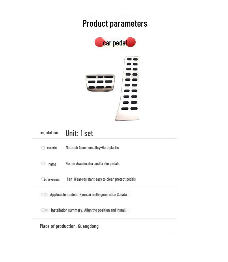 Non-Slip Brake & Throttle Pedals for Hyundai Sonata (9th Gen) - Stylish Upgrade