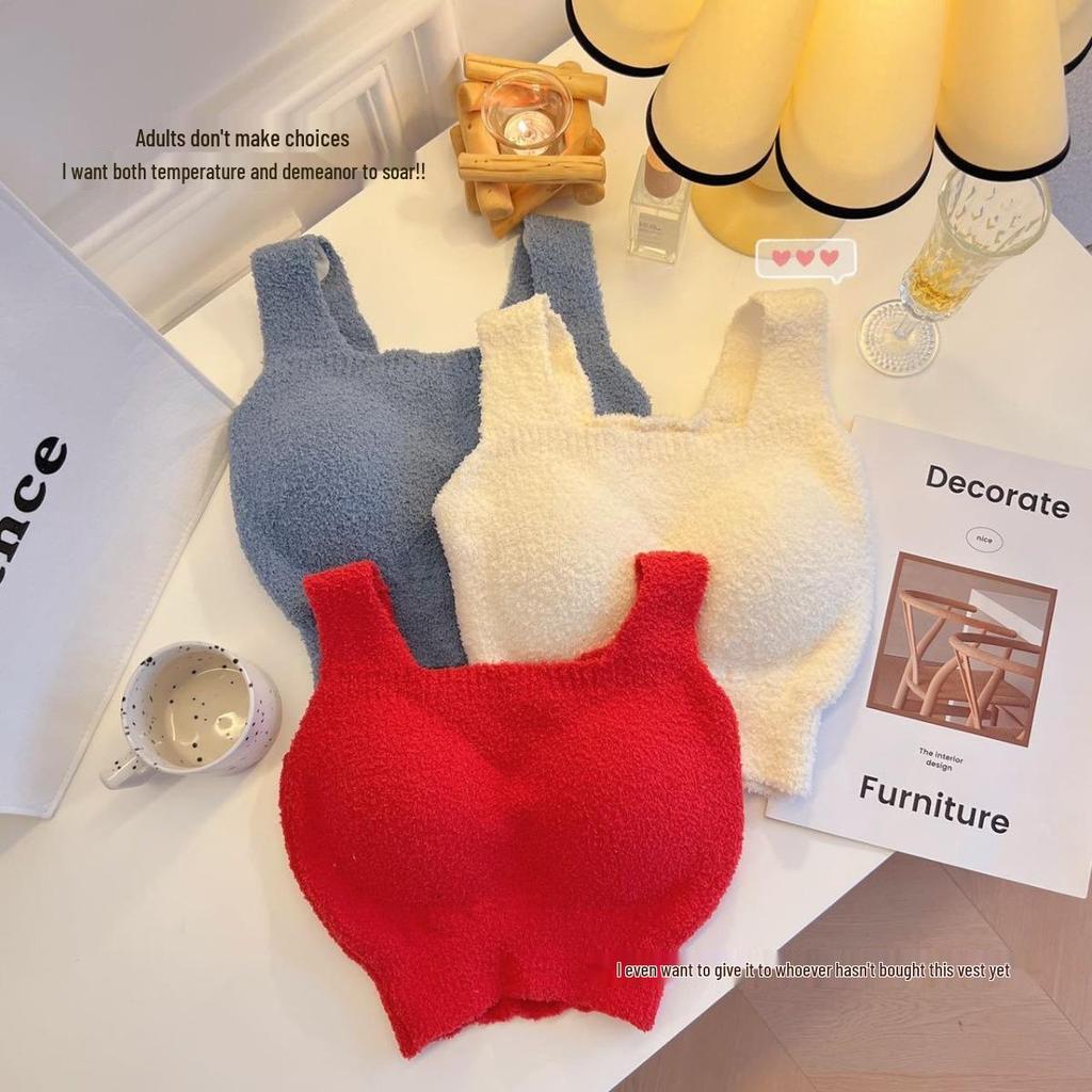 Women's Lambswool Slimming Vest: Warm Fleece-Lined Underwear with Chest Pads for Autumn/Winter