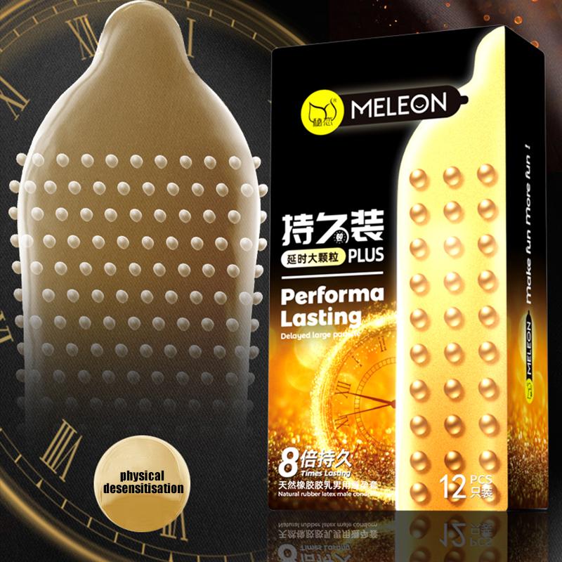 MELEON 12PCS Big Dots Lasting Plus Condom Adult Sex Toys Delayed Ejaculation Penis Sleeves Condoms Contraception 52mm