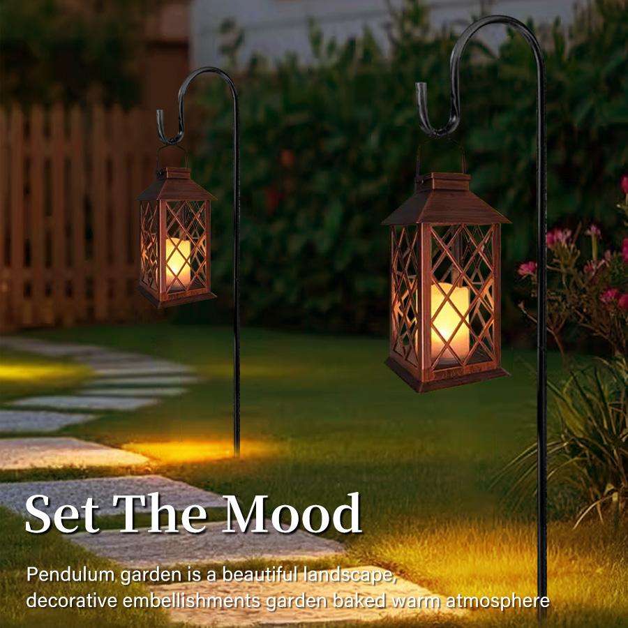 1PC Solar Lantern Outdoor Decorative Candle Lamp with Auto on/Off Waterproof Solar Powered for Garden Patio Yard Home Decor