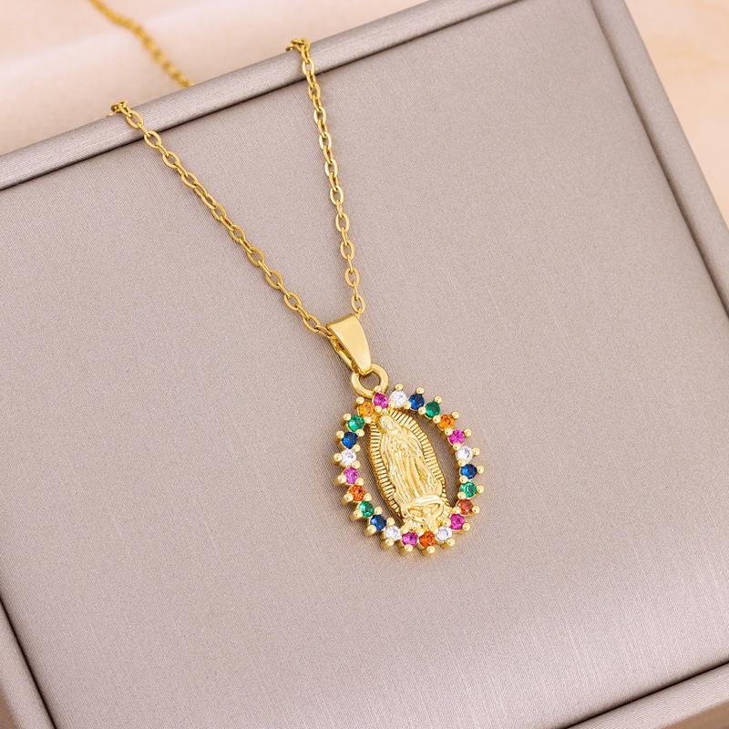 Bohemian Colored Diamond Goddess Titanium Steel Necklace - Women's Stainless Steel Clavicle Chain
