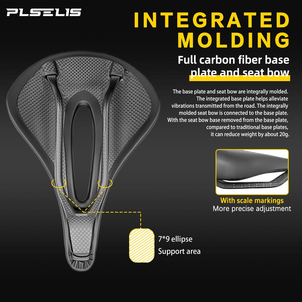 PLSELIS 140g Carbonfaser Fahrradsattel, PU-Leder, Schwammkern, Ultraleicht & Langlebig