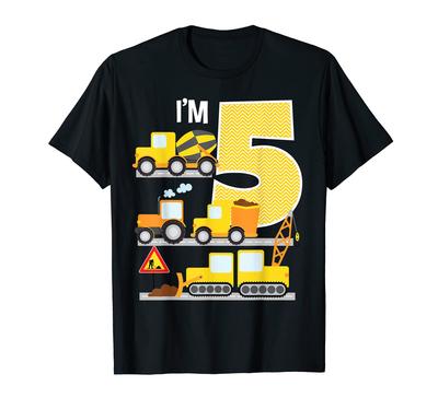 Construction 5th Birthday Dump Truck Tractor Bulldozer Mixer T-shirt
