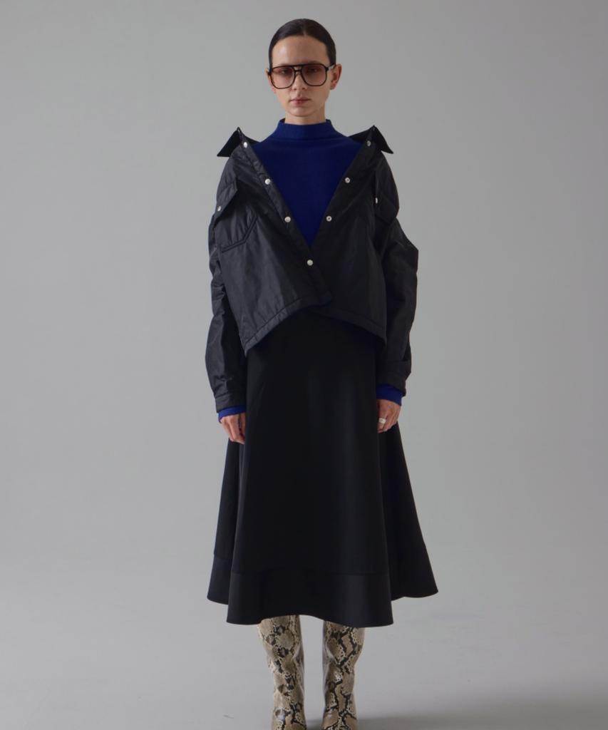 Owaiwai Flare Full Elastic Skirt_Black