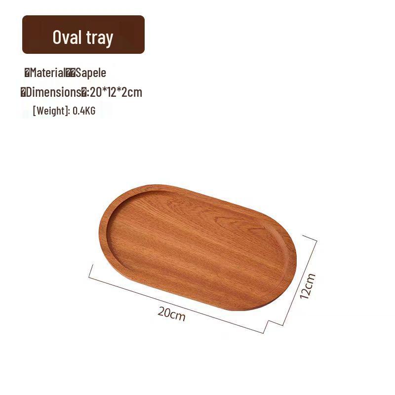 Exquisite Japanese Black Walnut Oval Wooden Tray for Afternoon Tea & Coffee