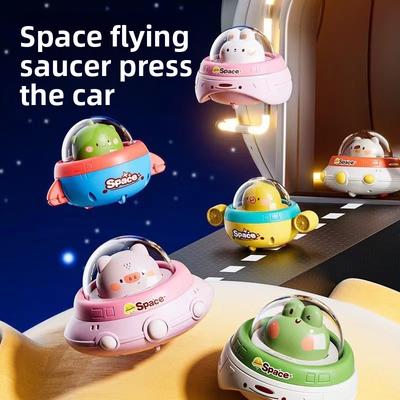 Children's Pressing Flying Saucer Inertia Toy Car Animal Shaped Educational Toy for Infants
