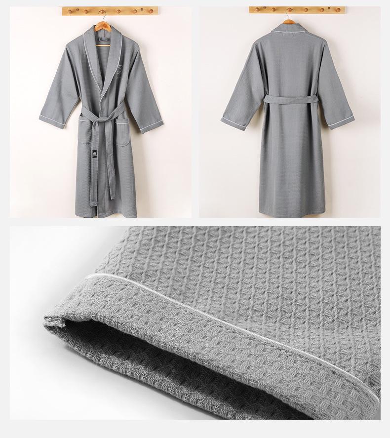 Unisex Waffle Cotton Bathrobe - Lightweight Summer Loungewear