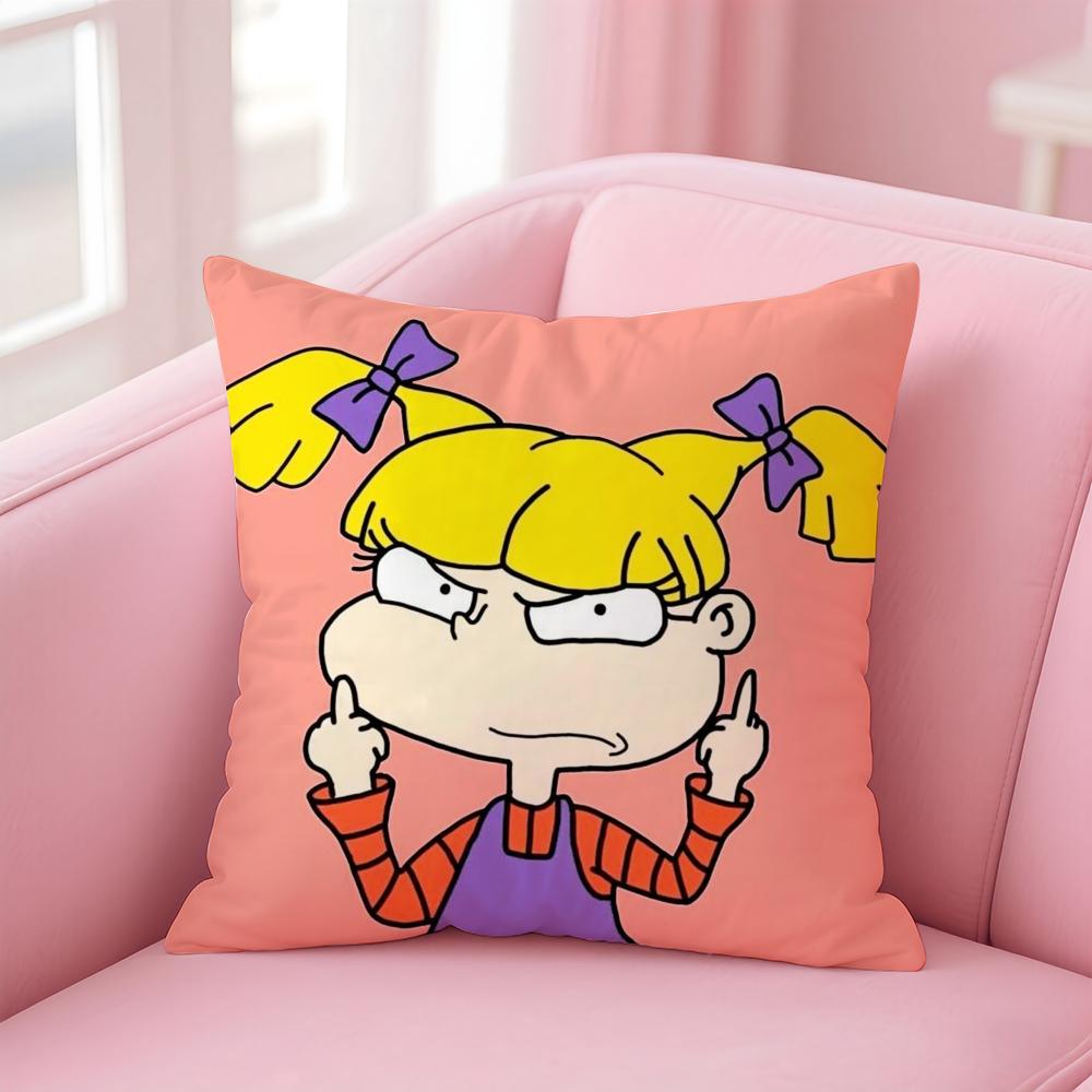 Cute Animated RRugrats In Paris Cushion Cover Linen Pillowcase Cover Soft Decor for Sofa Home Room