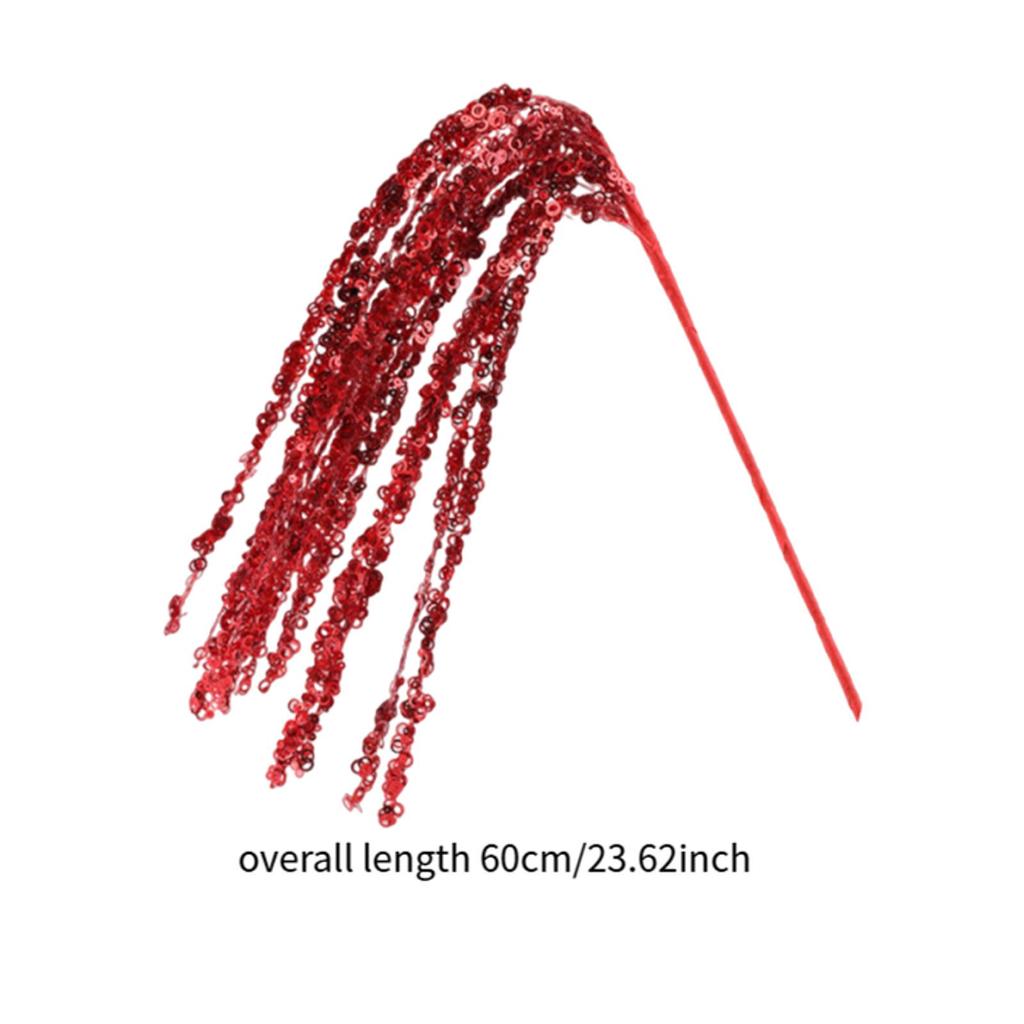 Glittery Faux Branches Artificial Floral Grass Pick for Vase Decoration Christmas Table Centerpiece Home Decor