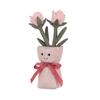 Apricot Lamb Pink Rose Vase Plush Toy for Kids, Soft and Cute, Fluffy Pink Rose Vase for Girls and Boys, 30cm