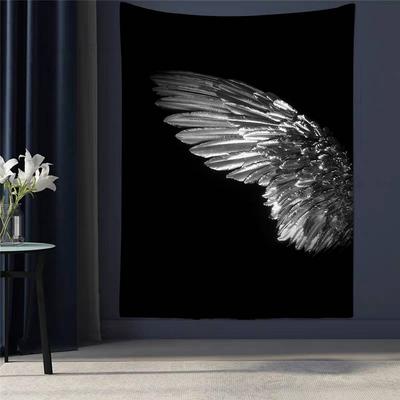 Black White Angel Wings Tapestry Bohemian Mandala Wall Hanging for Living Room Bedroom Hippie Aesthetic Home Decor
