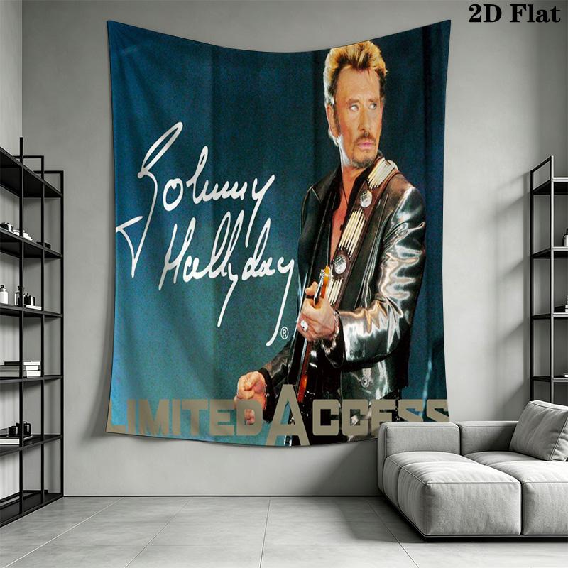 Johnny Hallyday Live Concert Poster Tapestry Fashion Print Background Cloth Background Wall Hanging Cloth Background Cloth Work Of Art