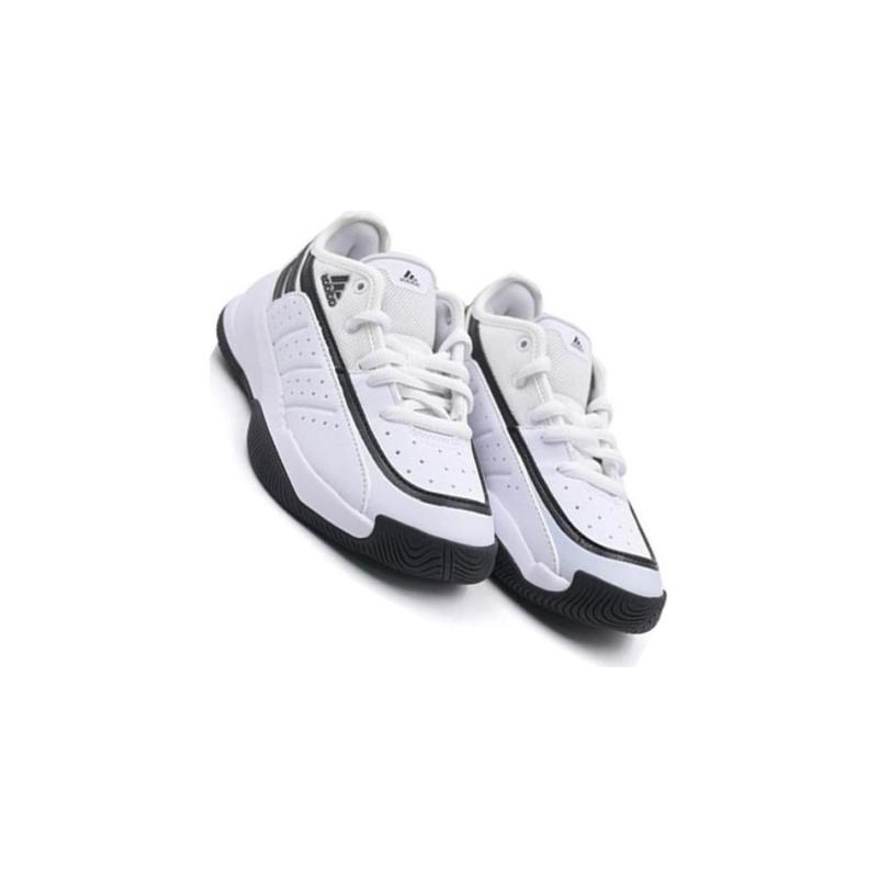 Adidas Front Court Anti Slip Wear Resistant Low Top Children's Basketball Shoes White Black Sneakers ID8597
