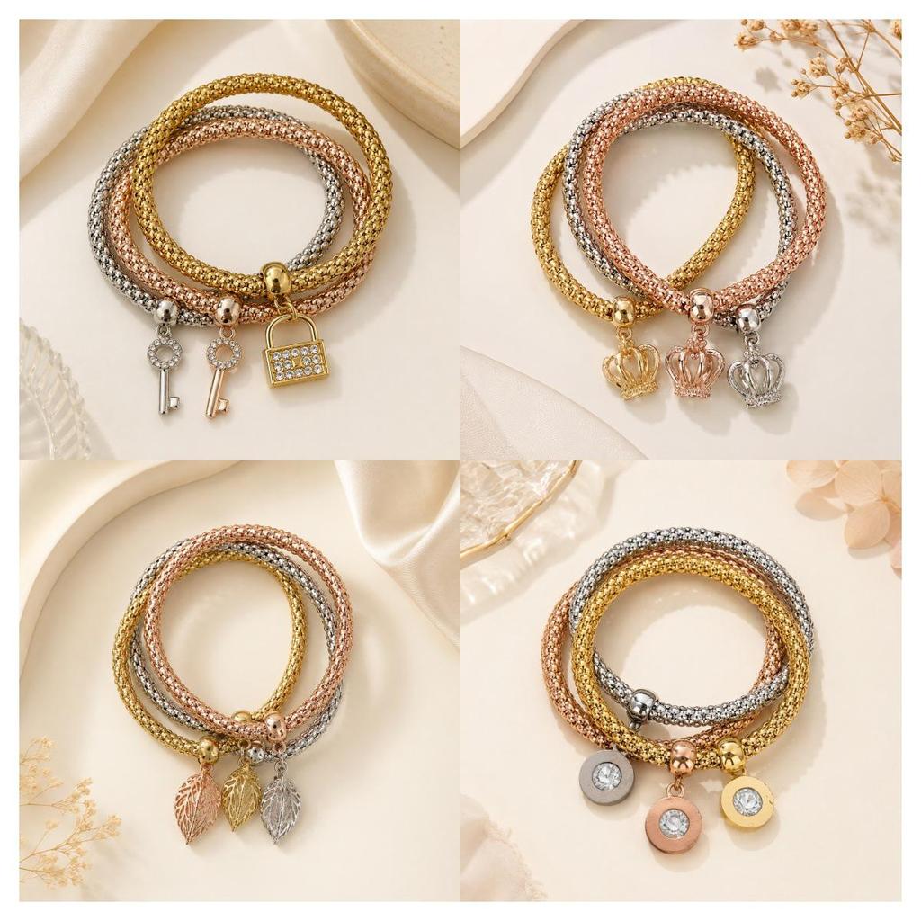 Elegant Elastic Popcorn Corn Chain Rhinestone Bracelet for Women