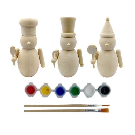 3 Stück Weihnachten Holz Unfertig Nussknacker Figur DIY Roh Unbemalt Soldatenfigur Festival Feiertagsparty Ornament Dekoration