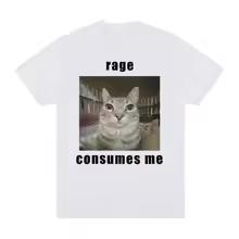 Rage Consumes Me Funny Cat Meme Graphic T Shirt Fashion Vintage Short Sleeve T-shirt Men Women Casual Cotton Oversized T-shirts 6