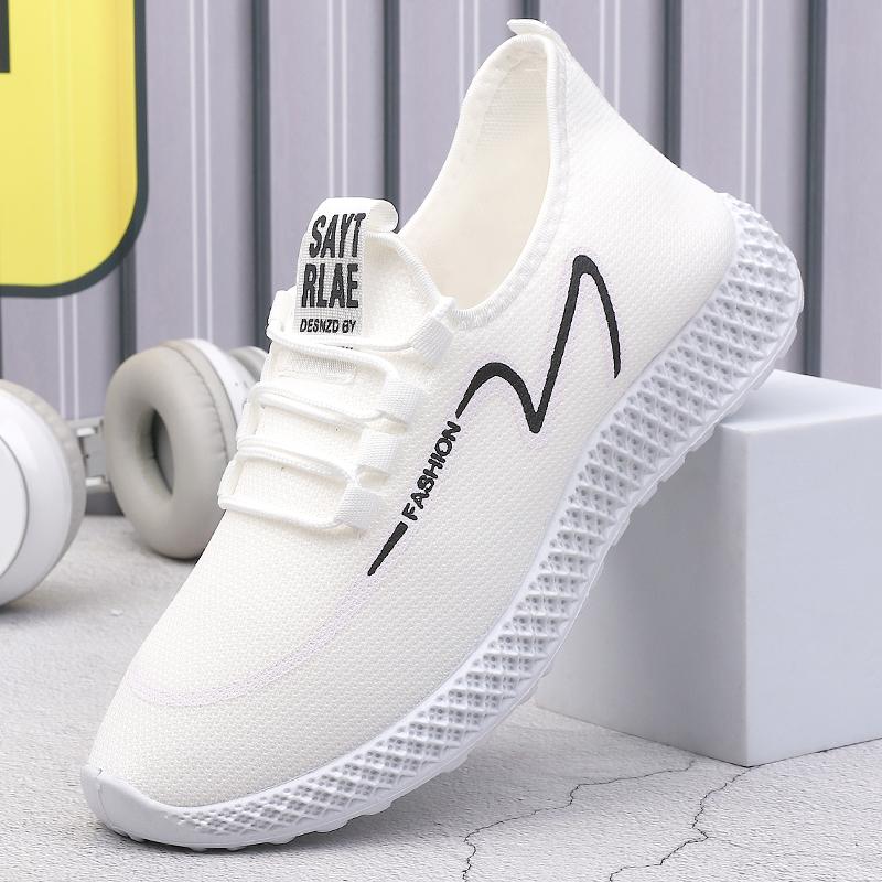 Fashion Men's Shoes In  Summer Breathable Mesh Fly Knit Sports Shoes Trendy And Versatile Lightweight Soft Soled Running Shoes