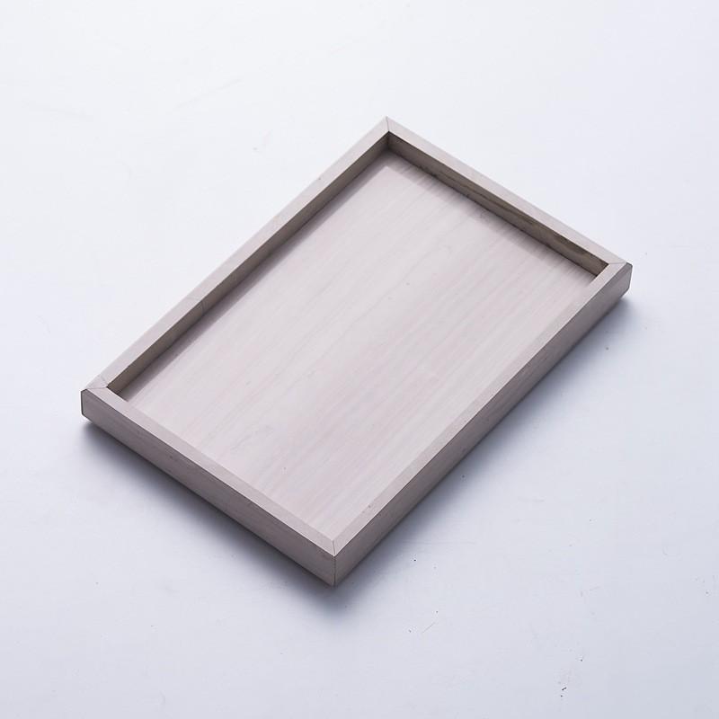 Natural Wood Grain Marble Tray Jewelry Cosmetics Display Rectangular Stone Organizer With Metal Handle