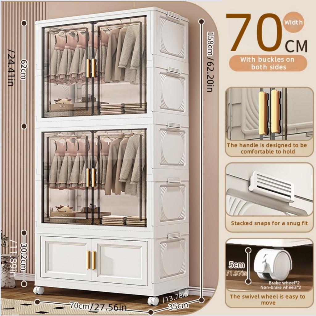 Foldable plastic storage box simple wardrobe for home bedroom closet toy storage cabinet no installation required