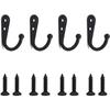 Set of 4 Black Wall Hooks Made of Zinc Alloy, Antique Bronze Finish, Rustproof (40×30×13 Mm)