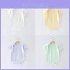 Ensfarvet Baby Bomullsnetting Romper Med Korte Ermer For Vår Sommer Spedbarn