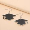 Fully Managed Environmentally Friendly Acrylic Earrings, Personalized Graduation Season Black Scholar Hat Earrings 1 Pair