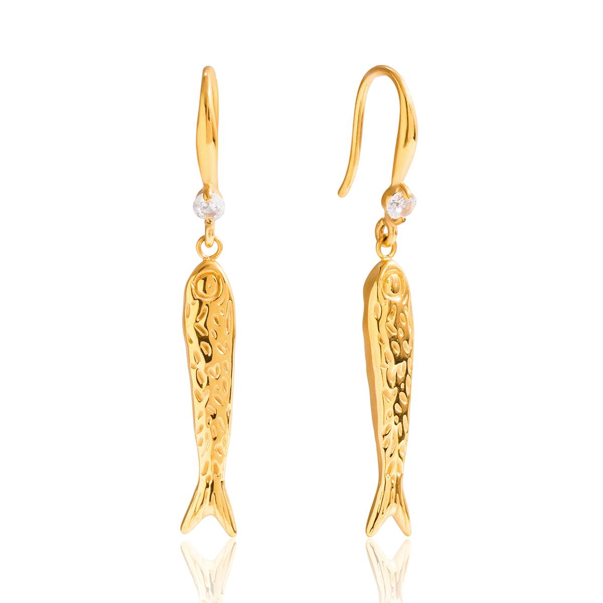 

Stainless Steel Fish Pendant Earrings for Women Autumn Winter Style Daily Wear Fashion Waterproof Jewelry