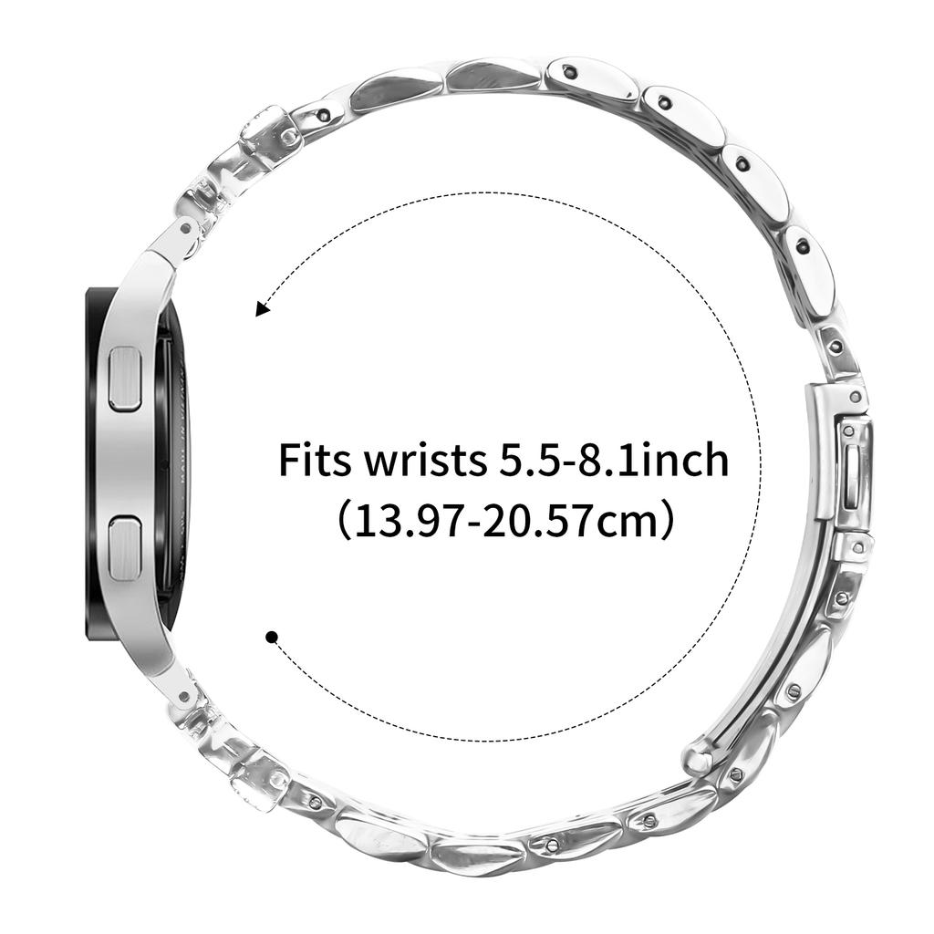 Silbernes Metallarmband mit Anschluss für Samsung Galaxy Watch7 44mm/40mm Schmetterlings-Strasssteine-Dekor 7-Glieder-Uhrenarmband