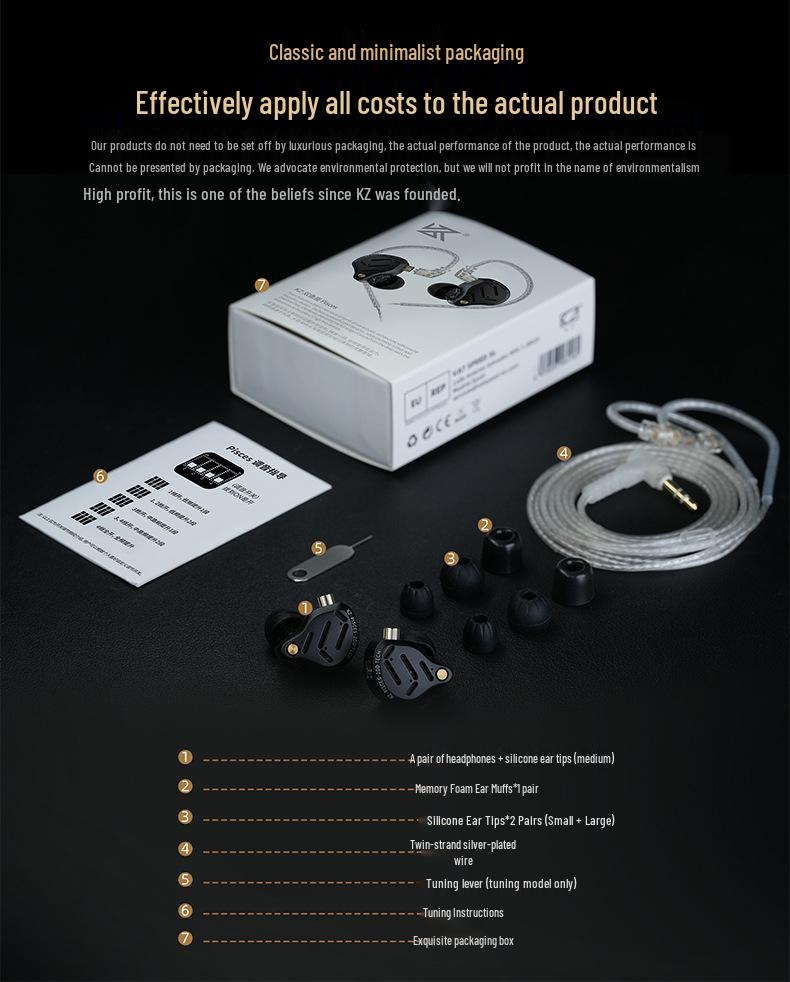 KZ-Pisces Dual Dynamic Driver Earphones, Harman Curve Acoustics, Tunable Switch