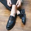 Men’s Loafers Dress Shoes Blue Leather Shoes Men Black Retro Formal Shoes Tuxedo Wedding Blazers Saddle Shoes Over Sized