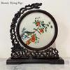 1pc, Su Embroidery Ornaments, Chinese Embroidery Crafts, Double Sided Embroidered Ornament, Solid Wood Desktop Decoration