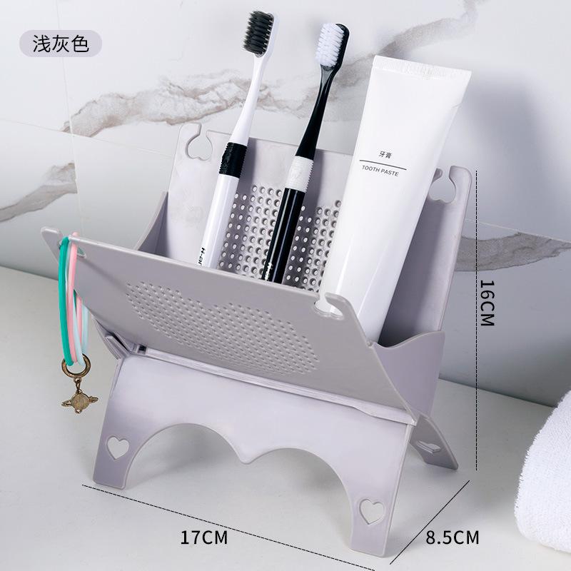 Desktop Foldable Drainable Trash Bag Desk Bathroom Storage Shelf