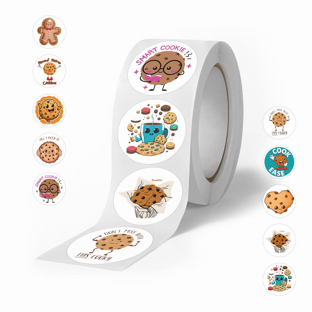 500 Stickers/roll Cartoon Cookies Stickers Cute Children's DIY Skateboard Suitcase Roll Stickers
