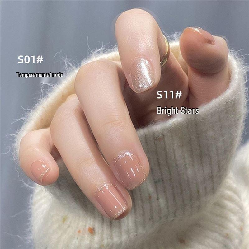 Peelable Odorless Water-based Nail Polish - Quick-drying, No-bake, Ice-clear Solid Nude Color for Students