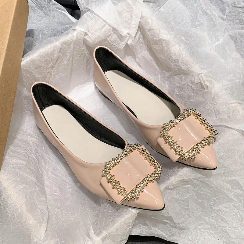 Fashion With Crystals Slip-on Pointed Toe Diamond Sexy Woman Flats Rhinestone Genuine Mark Offer Discount 39 Summer 2025 Shoes for Women