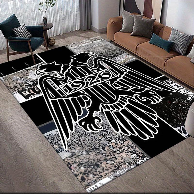 PAOK Flannel Printed Carpet, Home Sofa Decoration for Living Room & Bedroom, Non‑Slip Play Flannel Floor Mat for Game Room