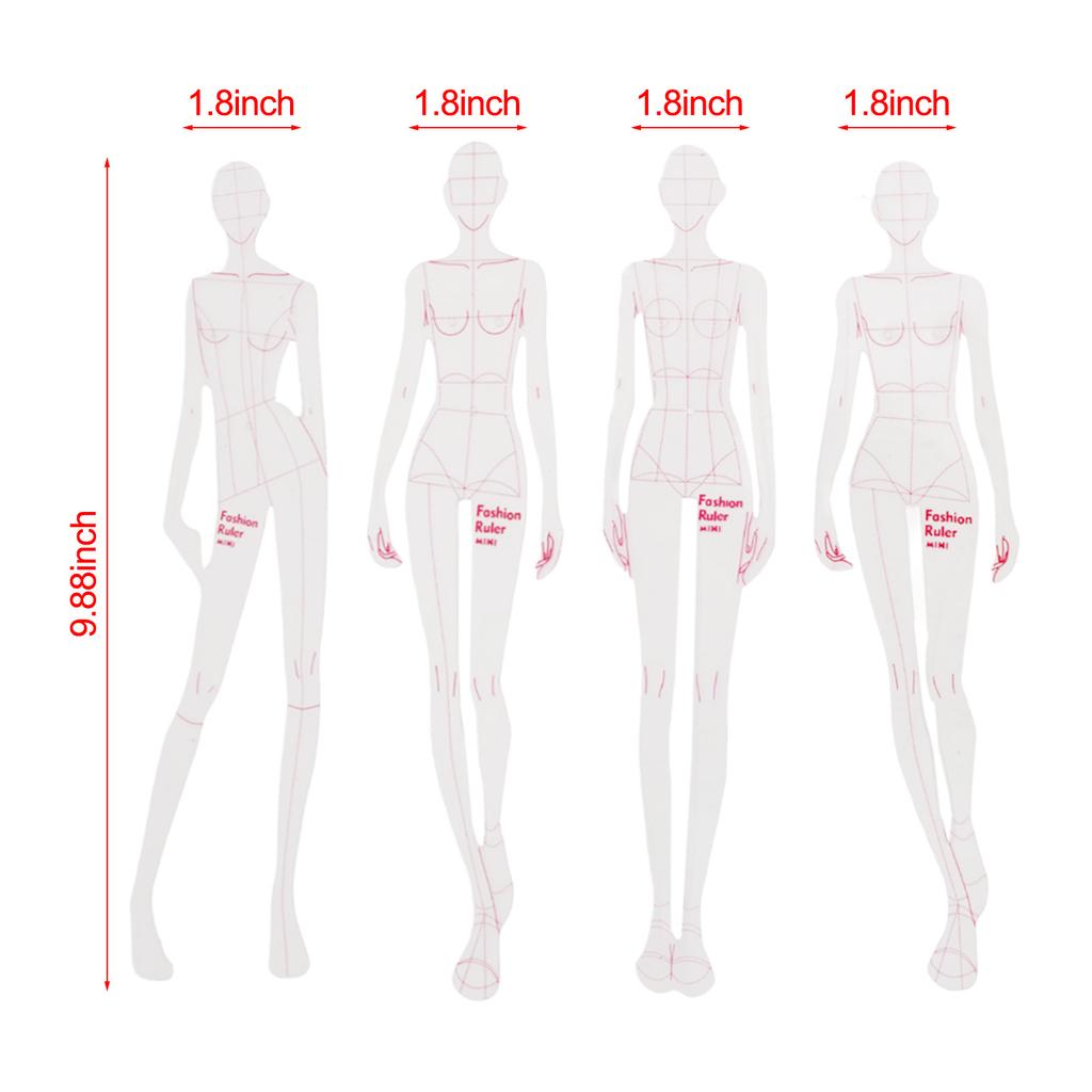 Transparent Plastic Fashion Design Ruler Set for Clothing Illustration and Tailoring Template Tools for Professional Use