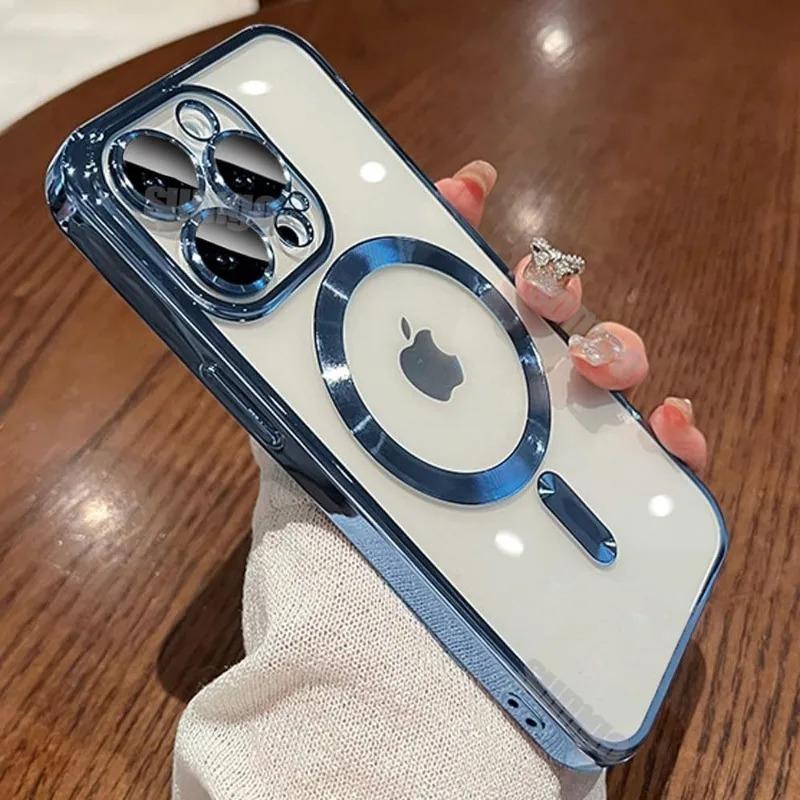 Custodia Trasparente Placcata Oro Per Per Iphone 17 Air 16 15 14 13 12 11 Pro Max Plus Cover Trasparente Magnetica Antiurto