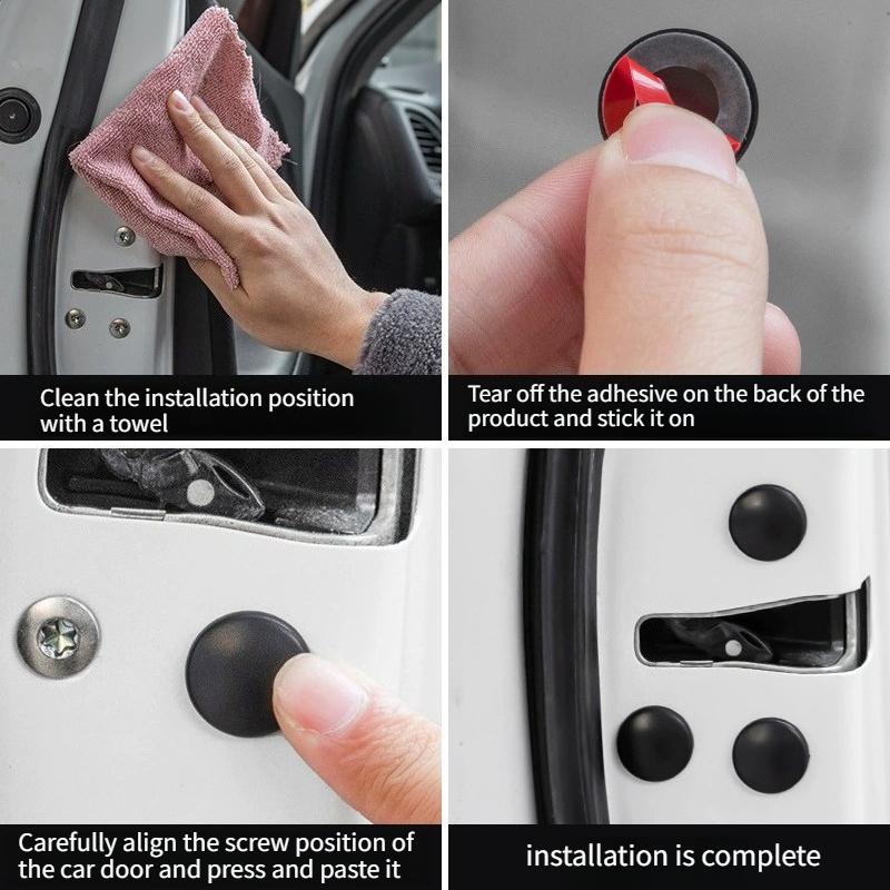 12pcs Car Door Lock Screw Protector Cover Scerws Universal Cap Caps Anti-Rust Accessories White Interior Trim Covers Styling