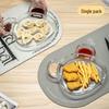 Cartoon Glass Divided Dumpling Plate with Dipping Dish