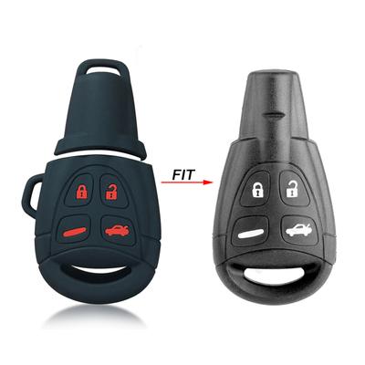 Silicone Key Smart Remote 4 Buttons Rubber Case Fob Cover Key Chain Jacket Sleeve Protection Shell For SAAB 9-3 9-5 2003-2012