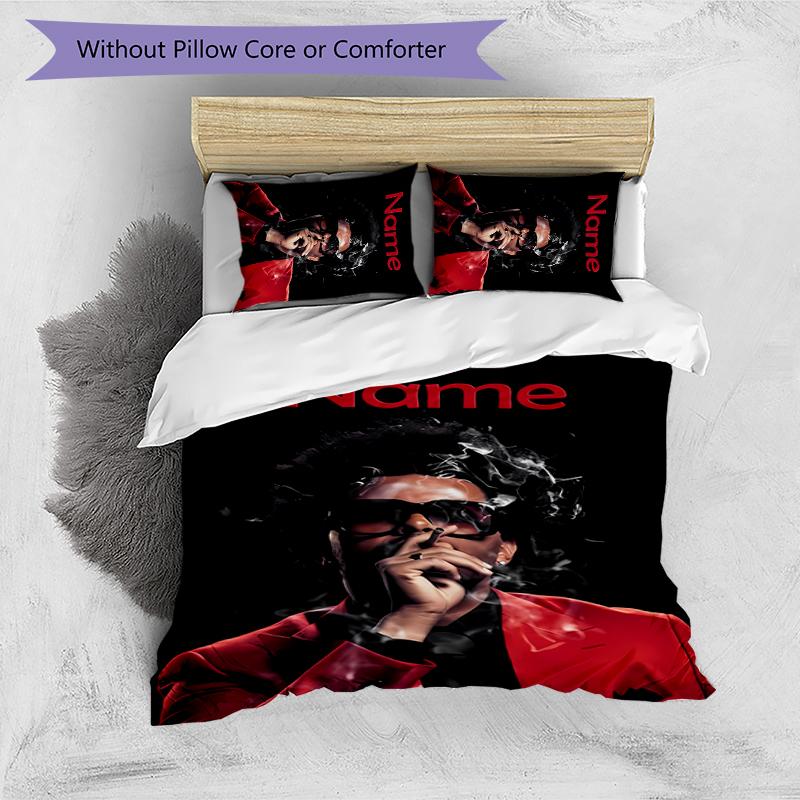 3pcs Custom Name The Weeknd Bedding Set Duvet Cover Closure Includes 1 Duvet Cover & 2 Pillowcases for All Seasons Bedroom Decor