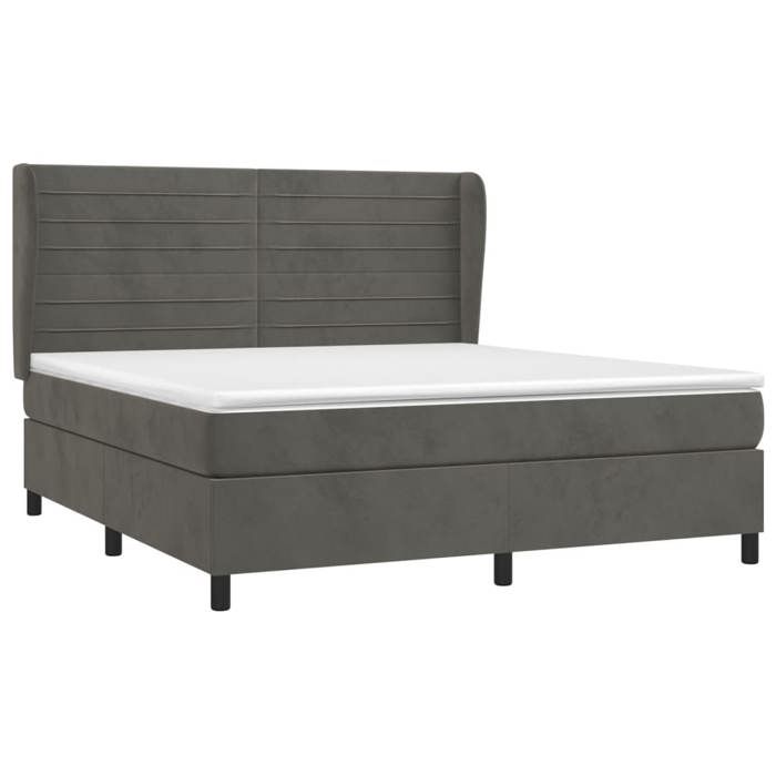 Maison Exclusive - Sommier à lattes de lit et matelas Gris foncé 180x200cm Velours
