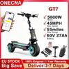 ONECNA GT7 Electric Scooter 5600W Dual Motor 60V 27Ah Battery 45MPH Max Speed 55miles Max Range 11" Off-Road Tire E-Scooter