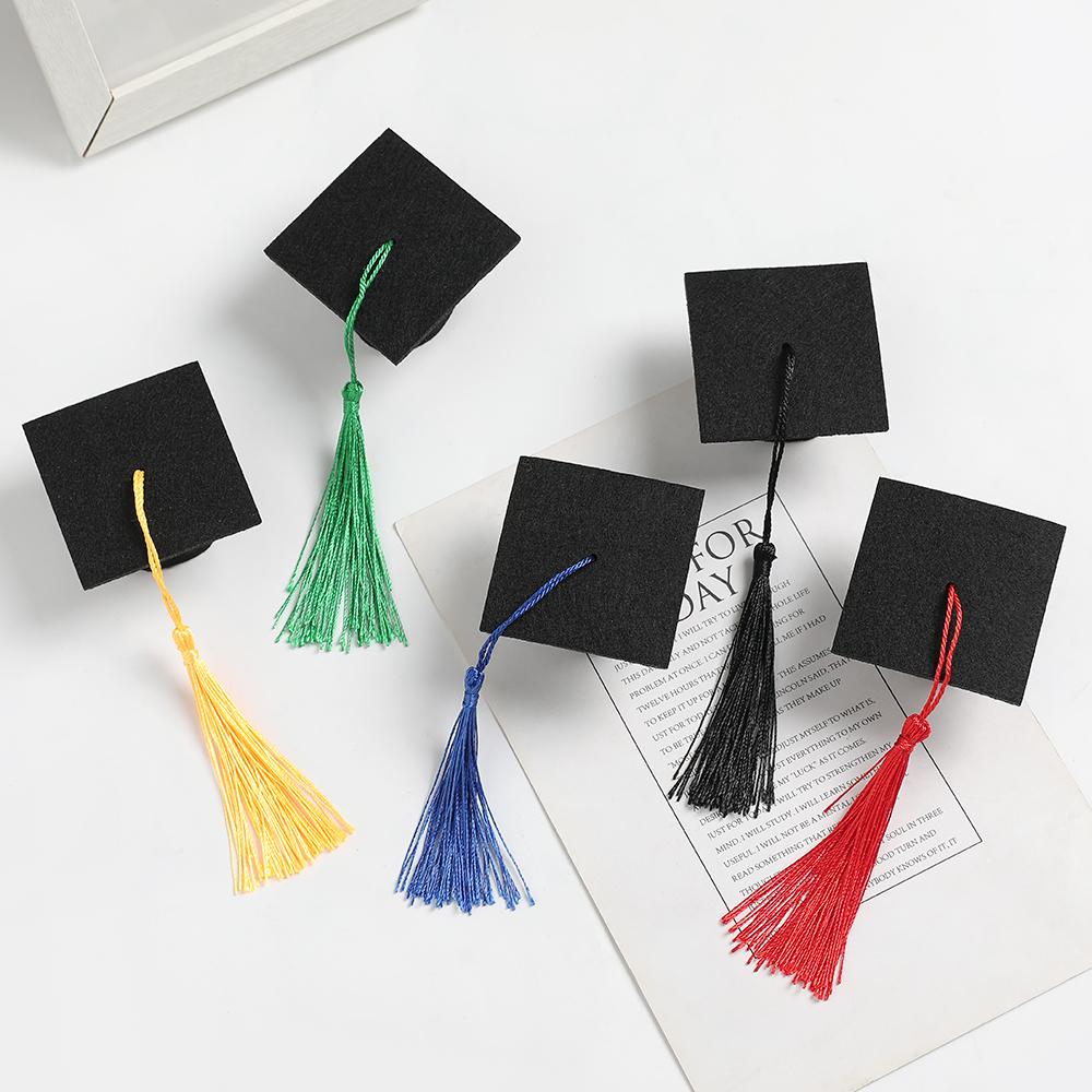 5/10Pieces Mini Graduation Hats For Christmas Home Decoration Graduation Wine Bottle Decor DIY Children's Hair Card Accessories