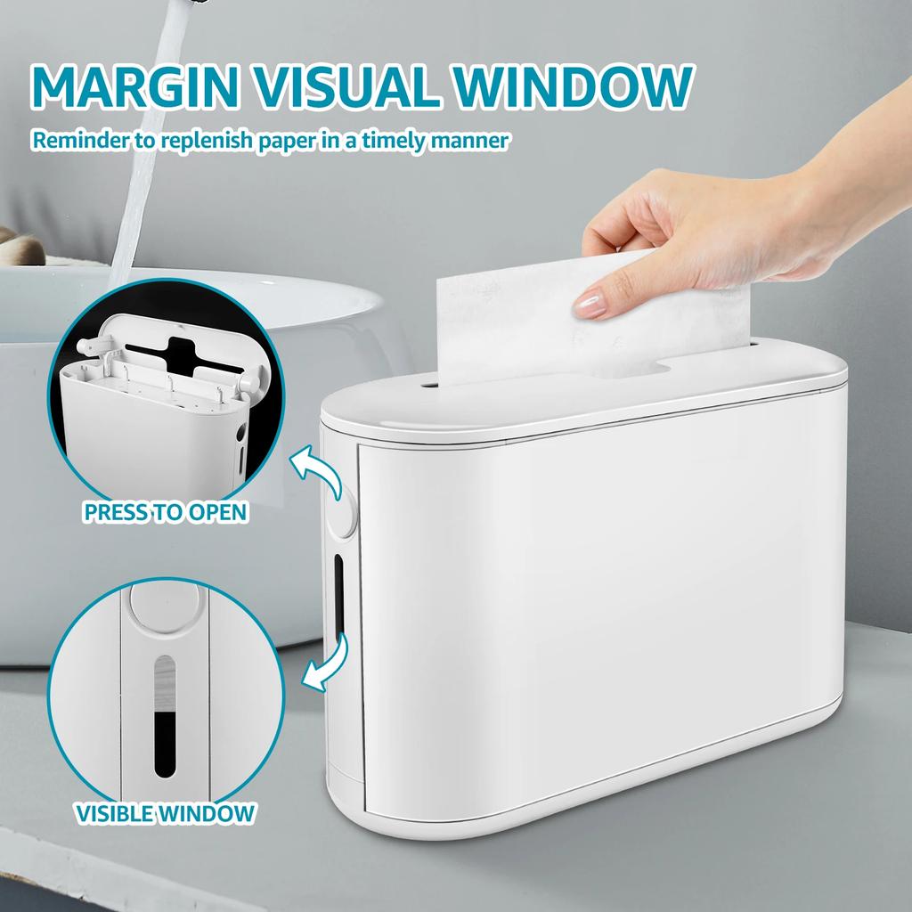 Tissue Box ABS Square Wet Tissue Paper Dispenser Non-Slip Bottom Portable Napkin Holder with Visible Window for Kitchen Bathroom