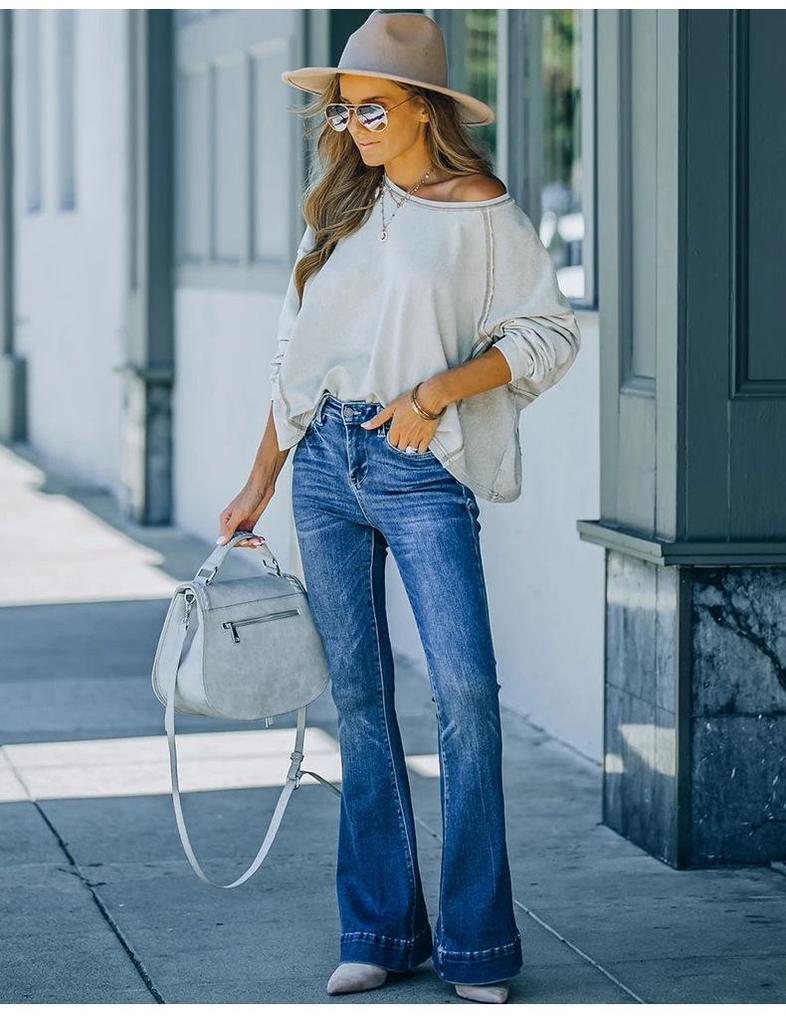 2022 Women's Flared Stretchy Denim Long Pants