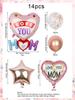 14pcs Mother's Day Balloon Set, Suitable for Mother's Day, Holiday Decorations, A Gift for Mom, The Best Mom.