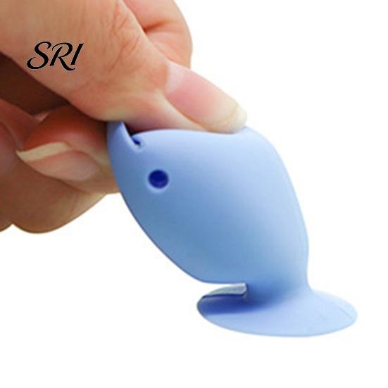 Toothbrush Holder for Glass Surface 2PCS Fish Shape with Strong Suction Cup Hygienic Soft Silicone Quick Drain Bathroom Organizer